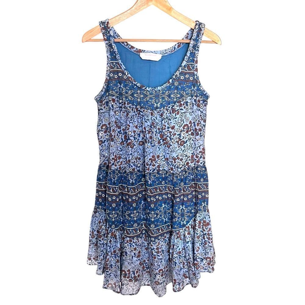 See by Chloe Blue Floral Ruffle Mini Dress